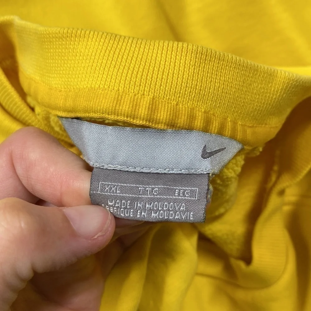 Vintage Nike Yellow Mini Swoosh Raglan Sleeve Yellow Crewneck Sweatshirt XXL